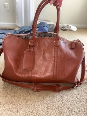 Sole Society Rust Brown Leather Travel Tote